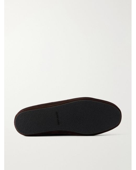 John Lobb White Kingstone Suede Slippers for men