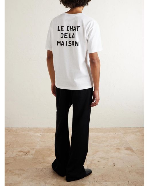 Valentino Garavani White Le Chat De La Maison Printed Cotton-jersey T-shirt for men