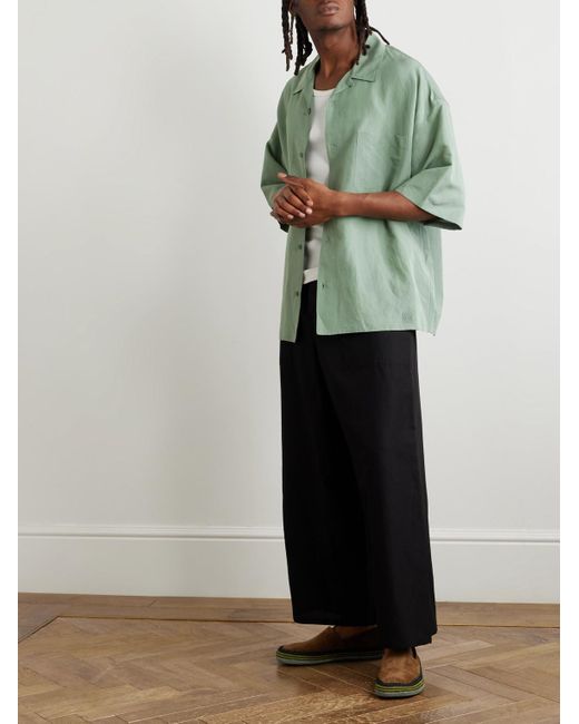 Loewe Black Paula's Ibiza Wide-leg Cropped Woven Drawstring Trousers for men