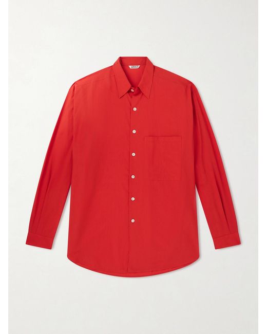 Auralee Red Cotton-poplin Shirt for men