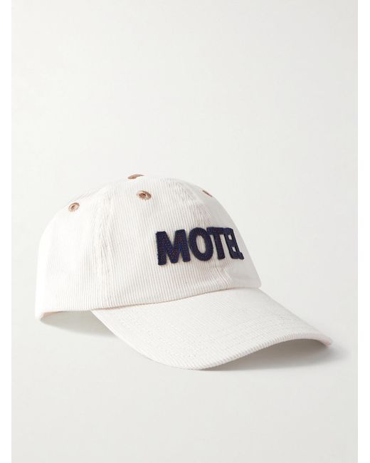Drake's Natural Motel Appliquéd Cotton-corduroy Baseball Cap for men