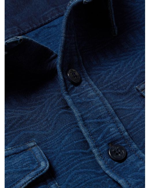 RRL Blue Theo Cotton-blend Jacquard Overshirt for men