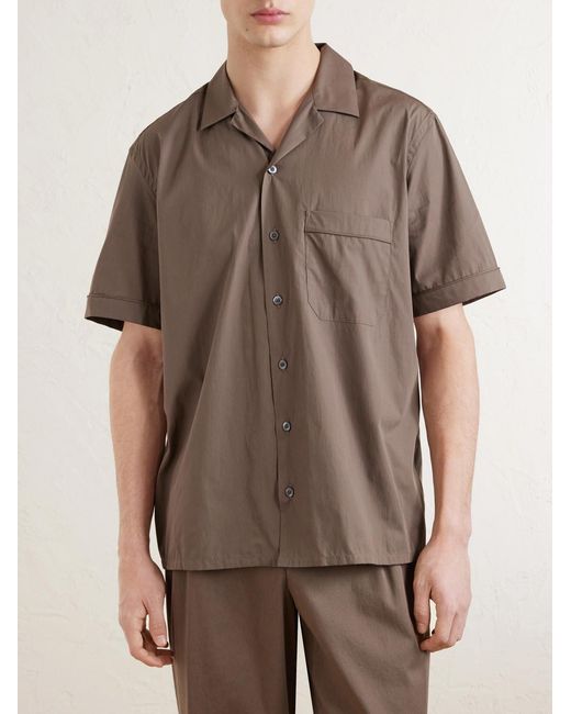 Canali Gray Camp-collar Cotton Shirt for men