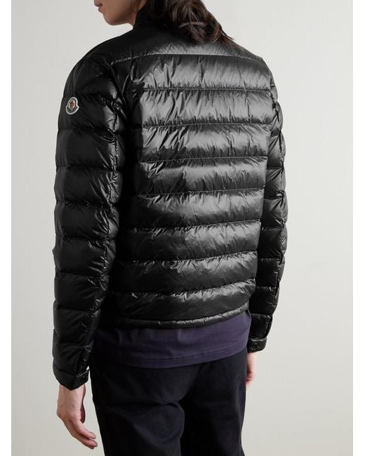 Moncler Black Acorus Logo-Appliquéd Quilted Glossed-Shell Down Jacket for men