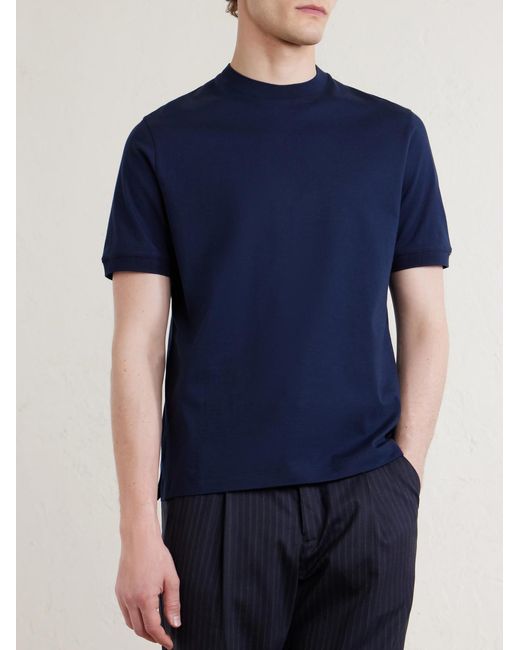 Canali Blue Cotton-Jersey T-Shirt for men
