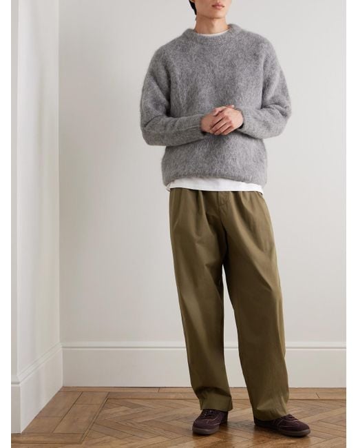 Agolde Green Slater Straight-Leg Pleated Cotton-Twill Trousers for men