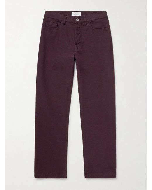 Mr P. Purple Edward Straight-Leg Organic Cotton-Canvas Trousers for men