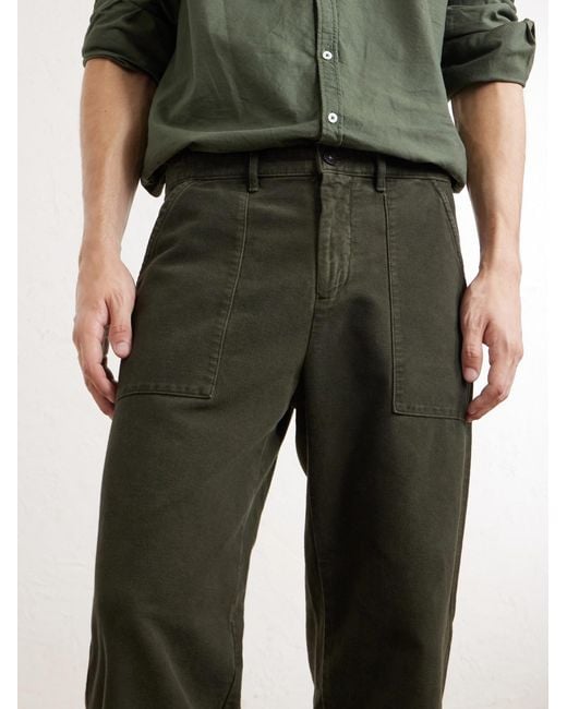 Massimo Alba Green New Regata Straight-Leg Brushed Cotton Trousers for men