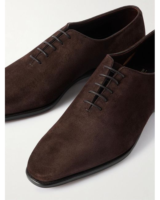 George Cleverley Brown Merlin Whole-Cut Suede Oxford Shoes for men