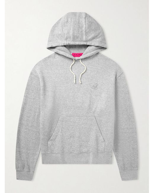 The Elder Statesman Gray Daily Logo-Embroidered Cotton And Cashmere-Blend Hoodie for men