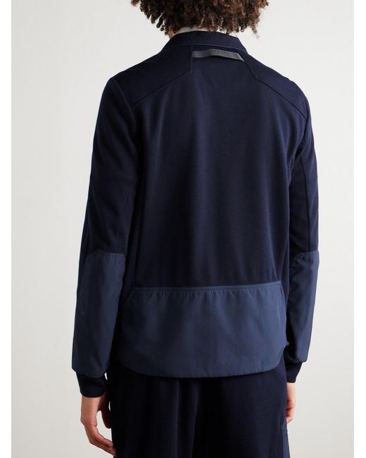 Sease Blue Explorer Ripstop-Trimmed Virgin Wool-Blend Sweater for men