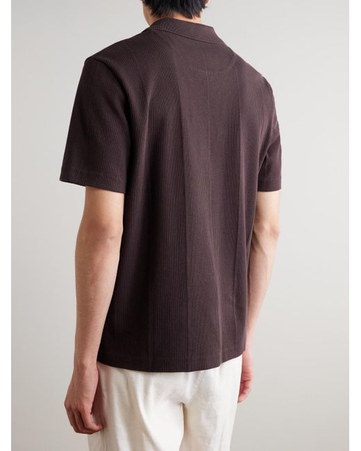 Mr P. Brown Jonny Open-Collar Pointelle-Knit Cotton Polo Shirt for men