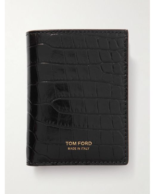 Tom Ford Black Croc-effect Leather Bifold Cardholer for men