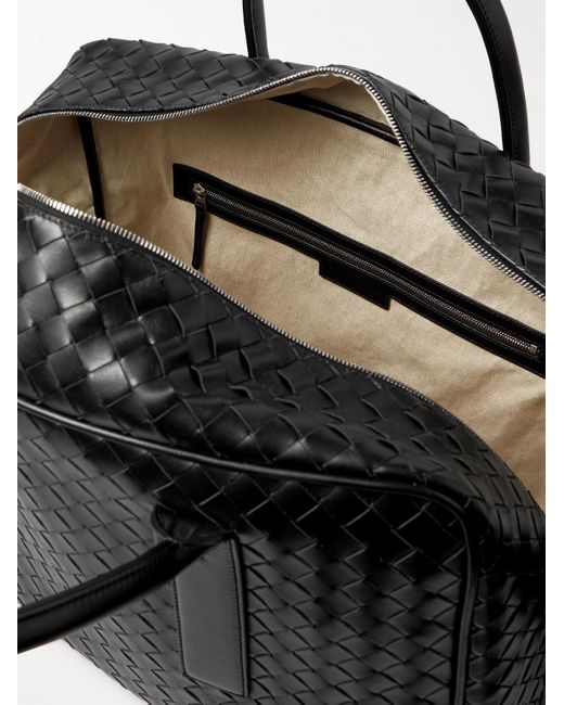 Bottega Veneta Black Intrecciato Leather Briefcase for men