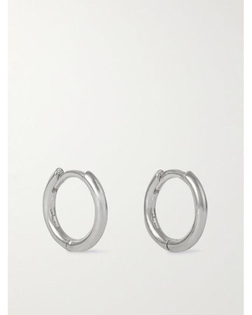 Hatton Labs Natural Small Round Silver Hoop Earrings for men