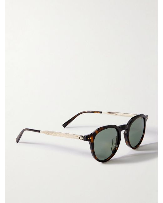Dunhill Black Round-frame Tortoiseshell Acetate And Gold-tone Sunglasses for men