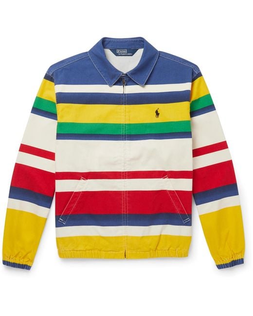 Polo Ralph Lauren Striped Cotton Blouson Jacket in Blue for Men Lyst Canada