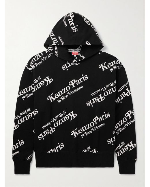 KENZO Black Verdy Logo-print Cotton-jersey Hoodie for men