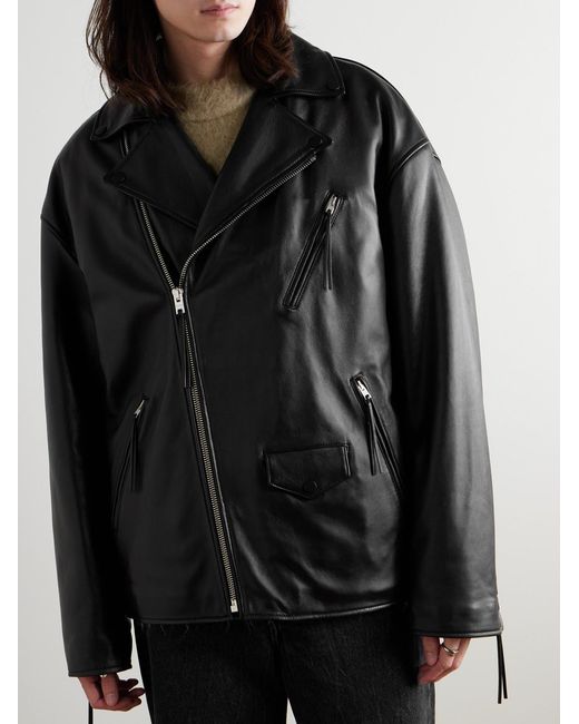 Acne Black Leather Biker Jacket for men