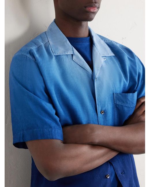 Blue Blue Japan Blue Camp-Collar Dégradé Woven Shirt for men