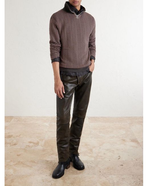Enfants Riches Deprimes Brown Puke & Cry Intarsia Cotton Half-Zip Sweater for men