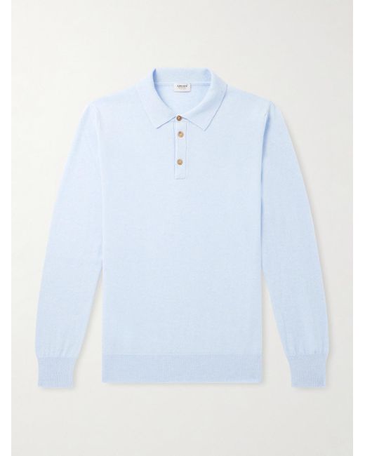 Ghiaia Blue Cashmere Polo Shirt for men