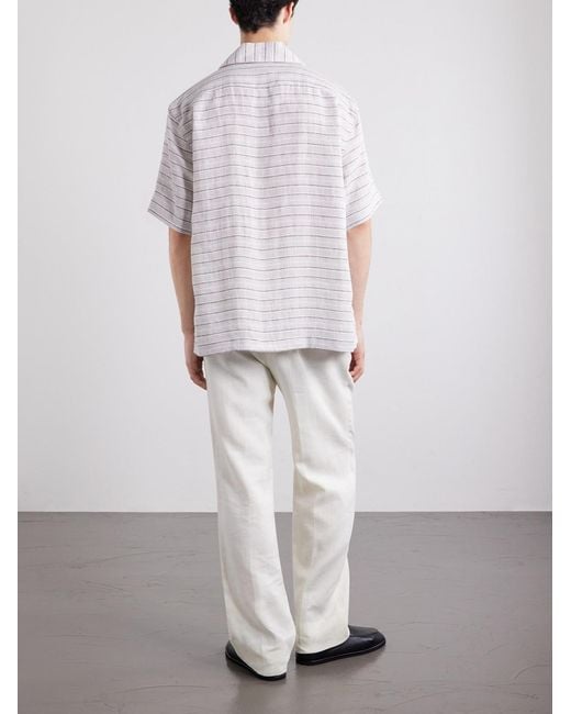 Eleventy White Striped Linen Shirt for men