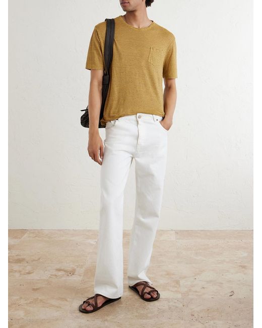 Massimo Alba Yellow Panarea Linen And Cotton T-Shirt for men