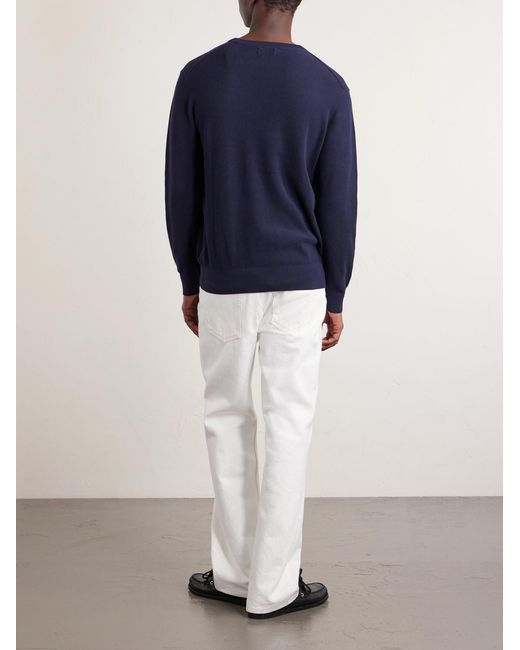 Hartford Blue Cotton-Piqué Sweater for men