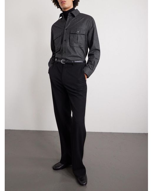 Dunhill Gray Prince Of Wales Checked Wool And Cashmere-blend Overshirt for men
