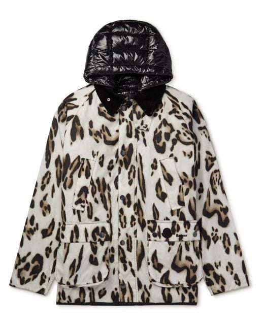 Moncler Genius Barbour 1952 Leopard-print Shell Hooded Down Jacket in ...