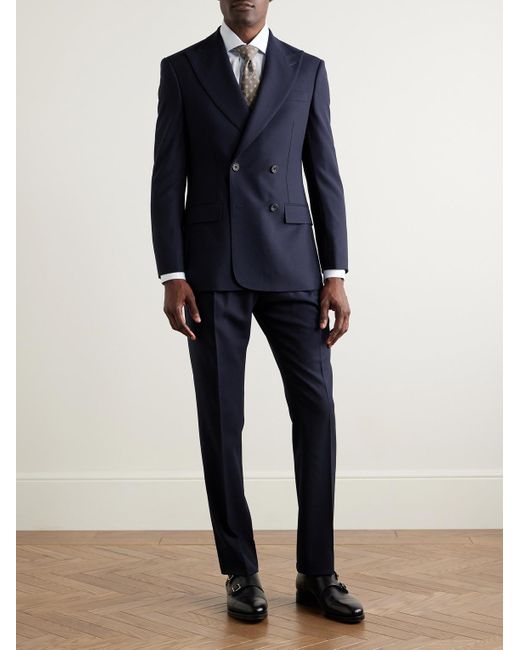 Richard James Blue Hepworth Slim-Fit Pleated Wool-Crepe Suit Trousers for men