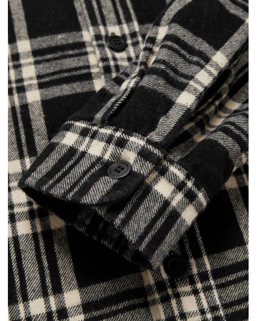 John Elliott Black Hemi Frayed Checked Cotton-flannel Shirt for men