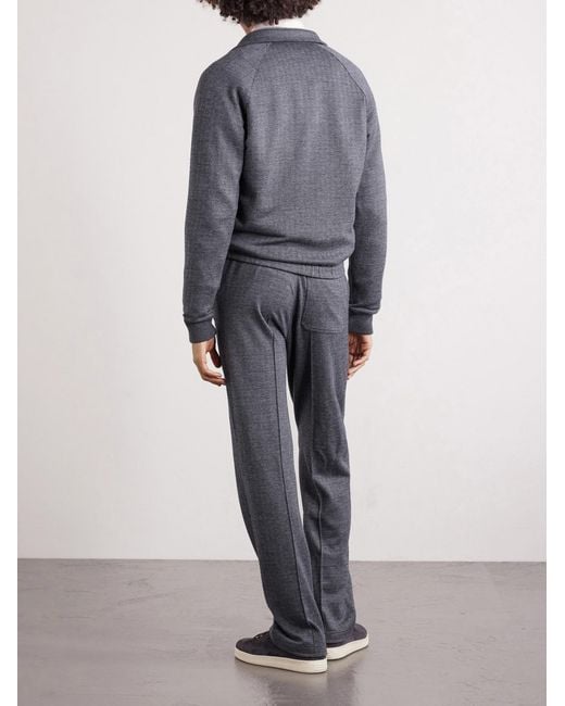 Tom Ford Blue Herringbone Cotton, Wool And Silk-Blend Jacket for men