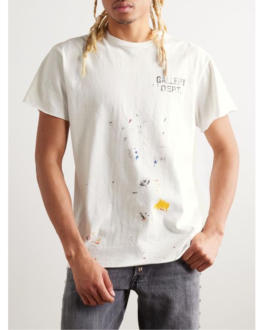 GALLERY DEPT. White Boardwalk Paint-splattered Logo-print Cotton-jersey T-shirt for men