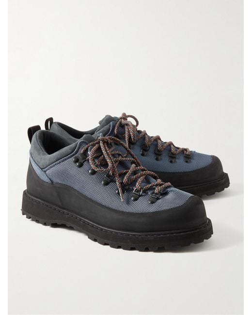 Diemme Black Throwing Fits Roccia Basso Suede And Rubber-trimmed Canvas Hiking Boots for men