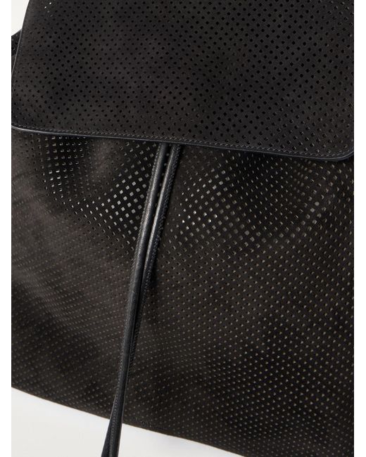 Tom Ford Black T Line Leather-trimmed Perforated Suede Backpack for men