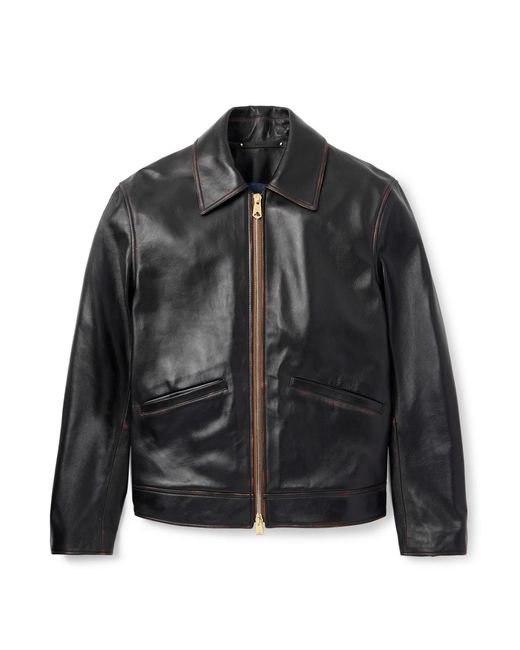 Paul Smith Black Leather Blouson Jacket for men