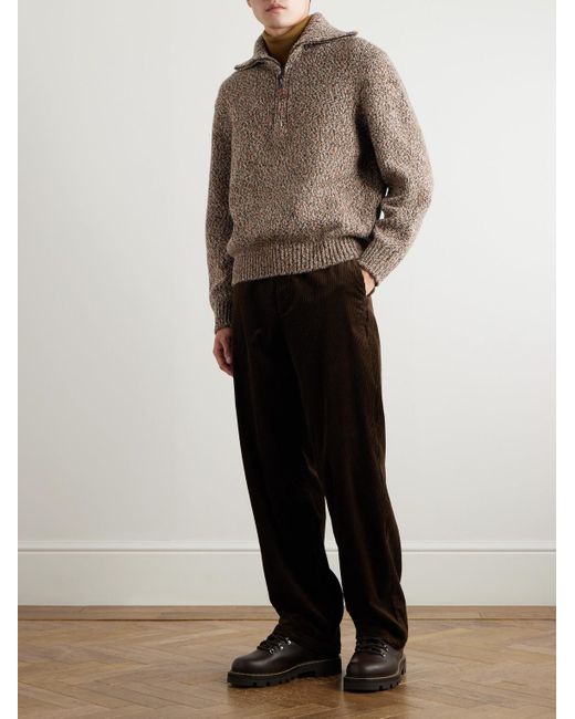Loro Piana Gray Cashmere Half-Zip Rollneck Sweater for men