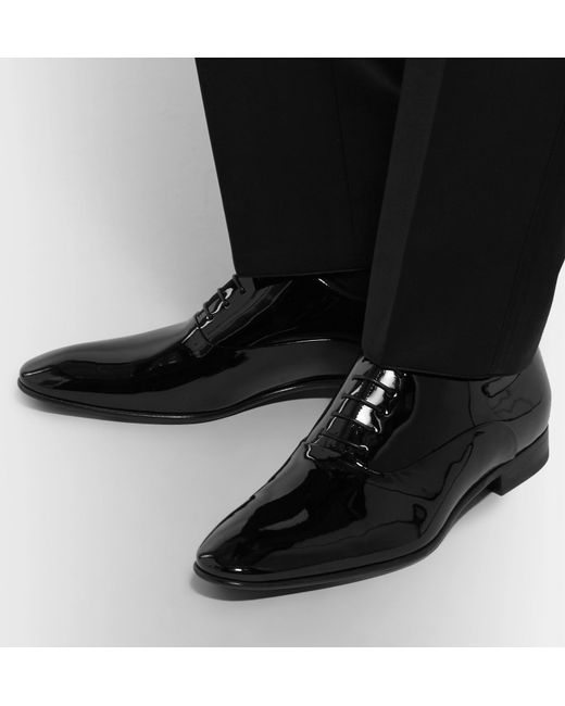 BOSS Oxford Shoes In Patent Leather With Grosgrain Piping in  display picture 1