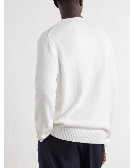 Polo Ralph Lauren White Polo Bear-Jacquard Cotton Sweater for men