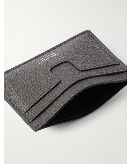 Tom Ford Gray Full-Grain Leather Cardholder for men