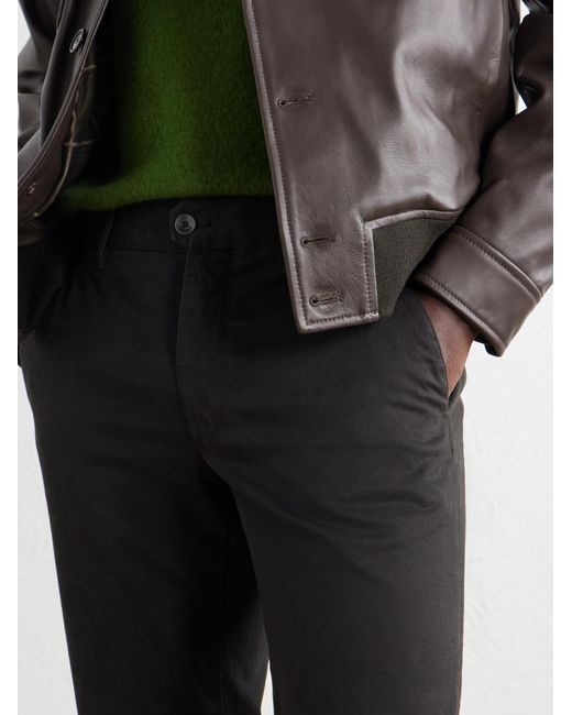 Slowear Black Straight-Leg Cotton-Blend Twill Trousers for men