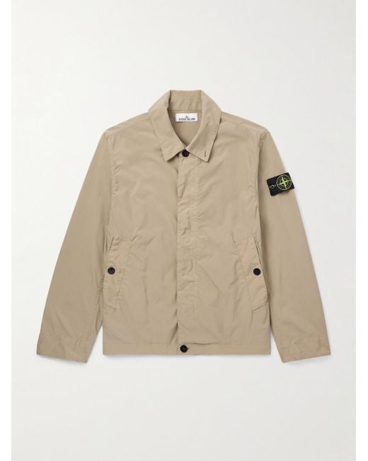 Stone Island Natural Logo-Appliquéd Garment-Dyed Shell Jacket for men