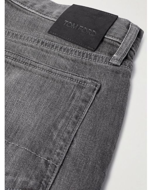 Jeans slim-fit in denim cimosato di Tom Ford in Gray da Uomo