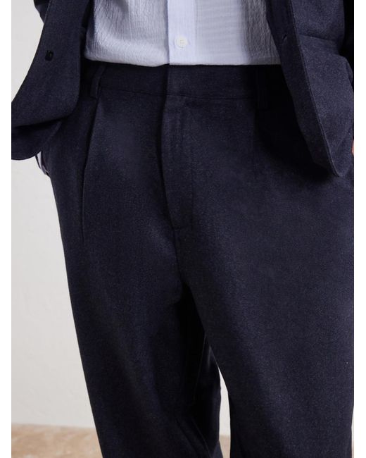 Folk Blue Assembly Straight-Leg Mélange Wool-Blend Suit Trousers for men