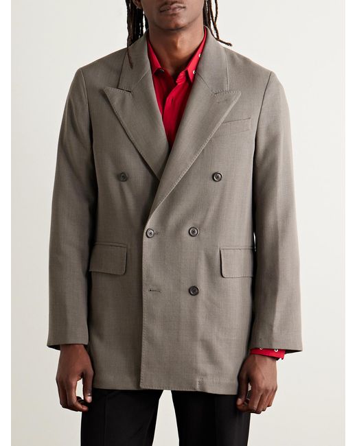 Our Legacy Gray Sharp Double-Breasted Virgin Wool-Blend Blazer for men