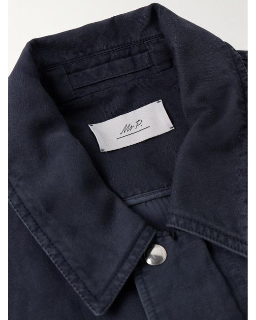 Mr P. Blue Cotton And Linen-Blend Twill Field Jacket for men