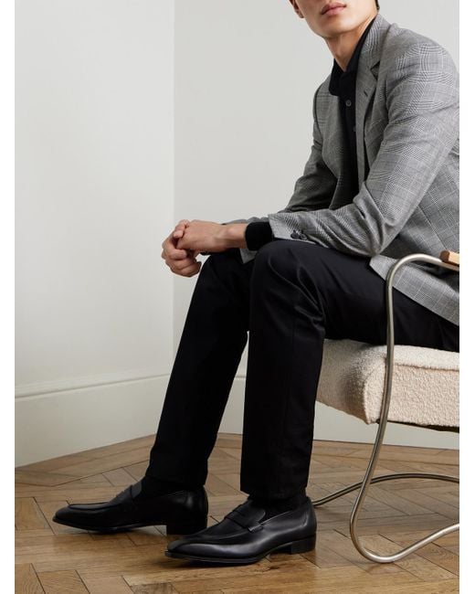 George Cleverley Black George Leather Penny Loafers for men
