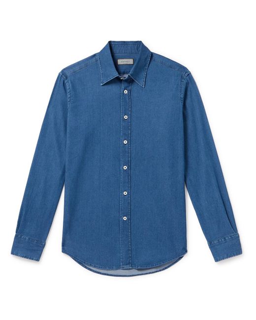 Canali Blue Cotton-blend Chambray Shirt for men